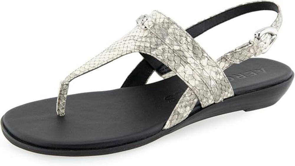 Aerosoles Women's Gemal Slingback Thong Sandal, Roccia Snake Print Leather, 5 M